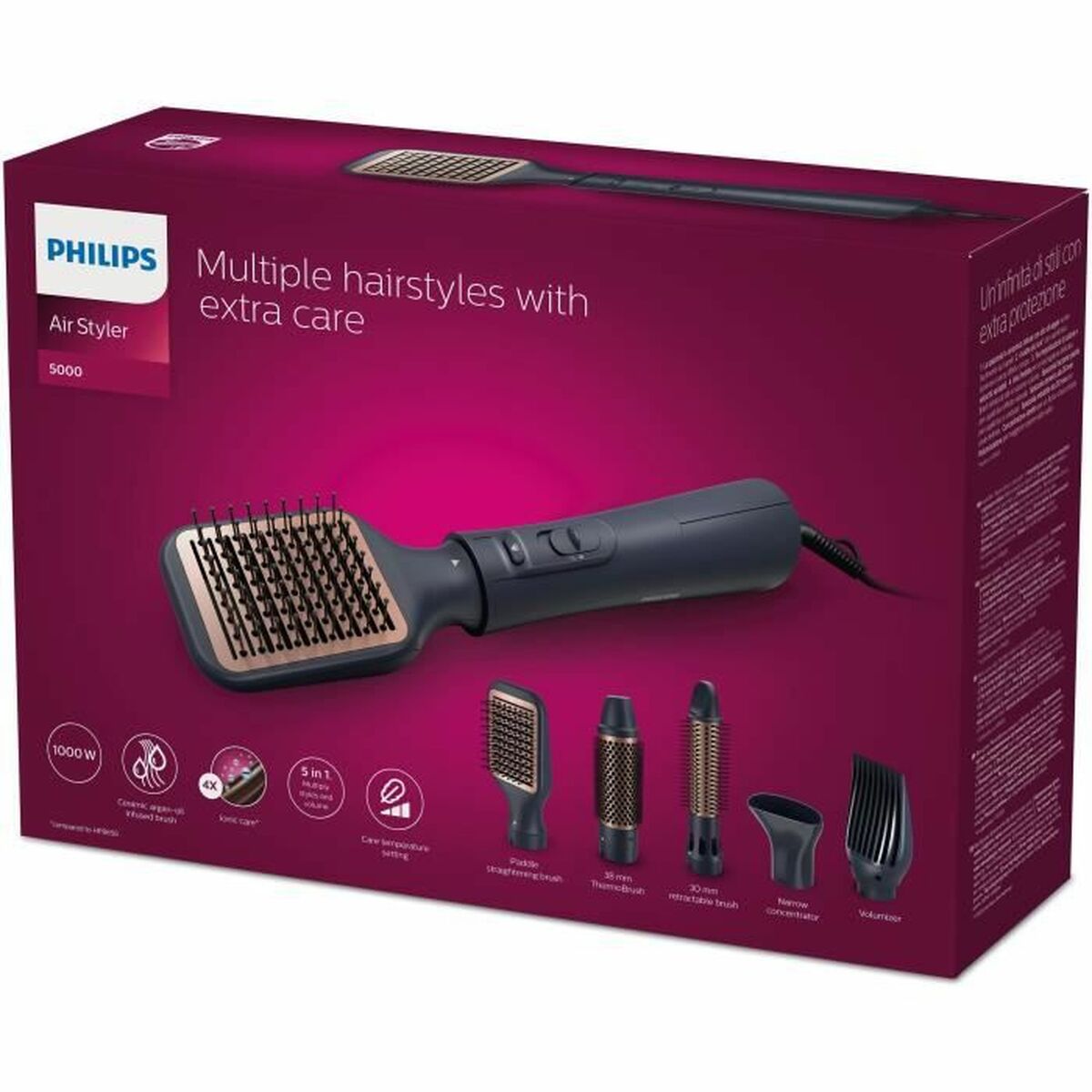 Borstel Philips BHA530 1000 W Zwart Plastic